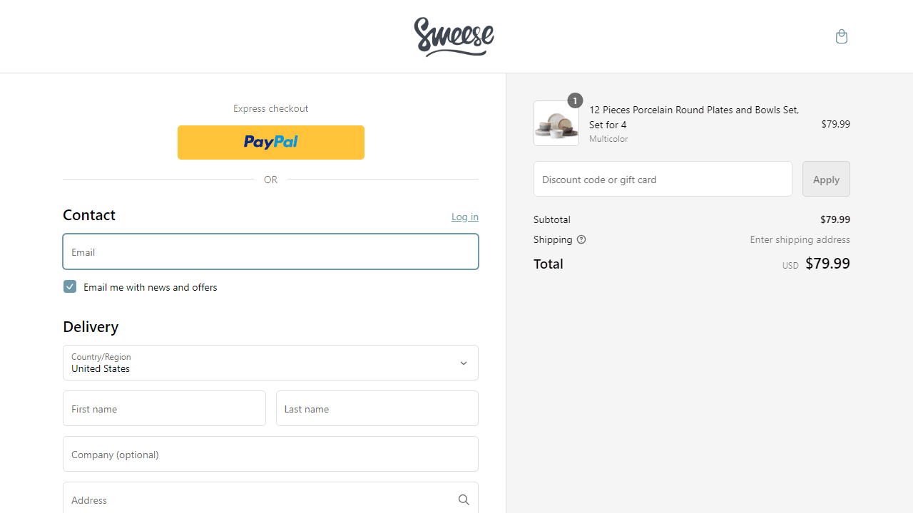How to apply Sweese coupon code